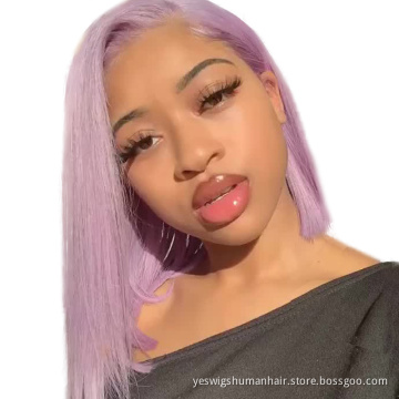 Straight Short Gold Neon 613 Purple Blonde Color Bob Wigs  Raw Indian Virgin Human Hair Blonde Lace Front Wig For Black Women